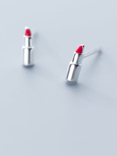 925 Sterling Silver  Minimalist Fashion simple lipstick Stud Earring