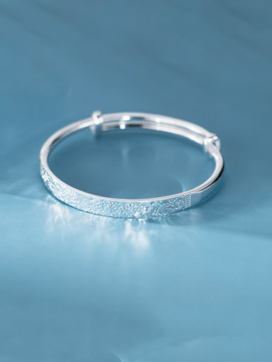 925 Sterling Silver Geometric Vintage Band Bangle