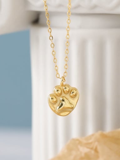 S925 silver simple cat paw print Necklace