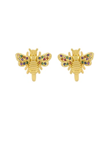 honeybee Brass Cubic Zirconia Crown Ethnic Huggie Earring