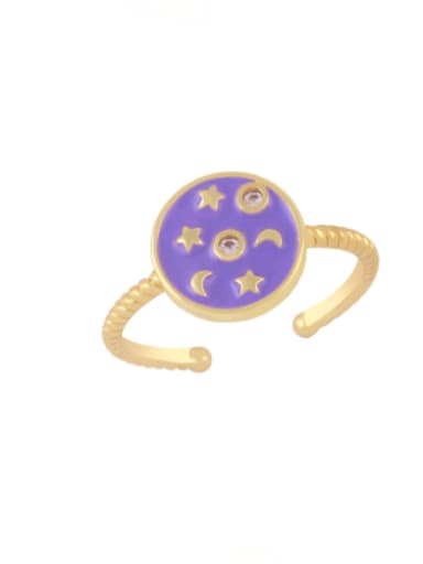 purple Brass Enamel Star Vintage Band Ring