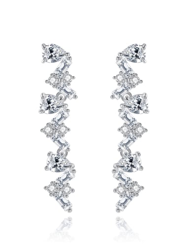Brass Cubic Zirconia Geometric Dainty Cluster Earring