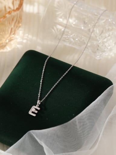NS1066 ? E ? 925 Sterling Silver Imitation Pearl 26 Letter Minimalist Necklace