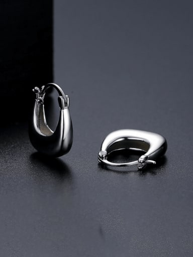E23062602 Rh Brass Geometric Minimalist Huggie Earring
