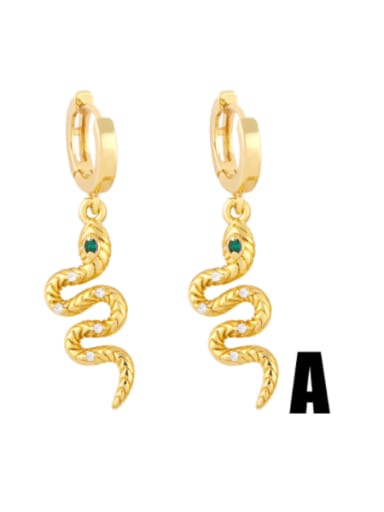 A Brass Cubic Zirconia Snake Vintage Huggie Earring