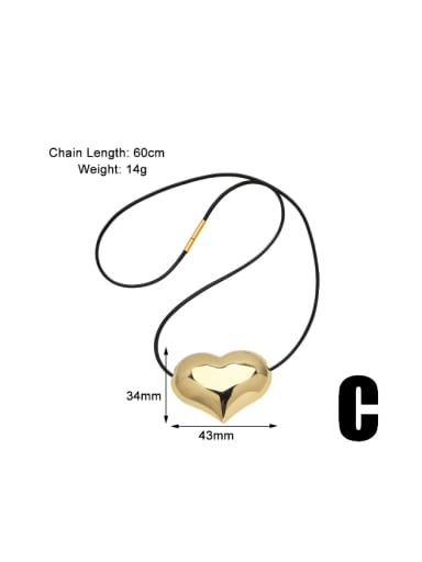 C Gold Brass Heart Minimalist Necklace