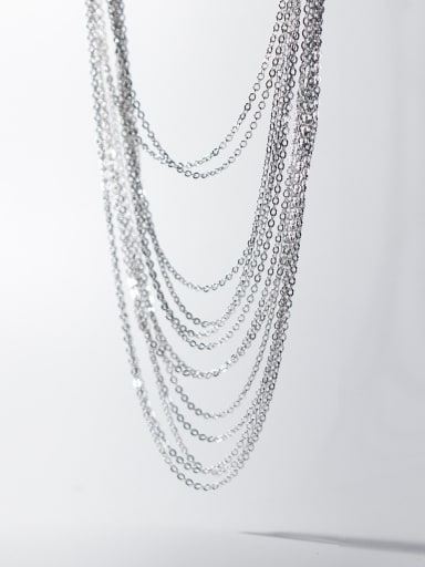 925 Sterling Silver Minimalist Multi Strand  Chain Necklace