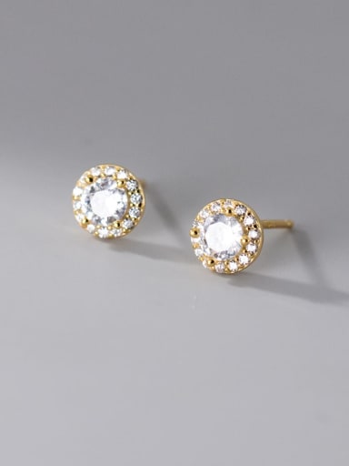 925 Sterling Silver Cubic Zirconia Round Dainty Stud Earring