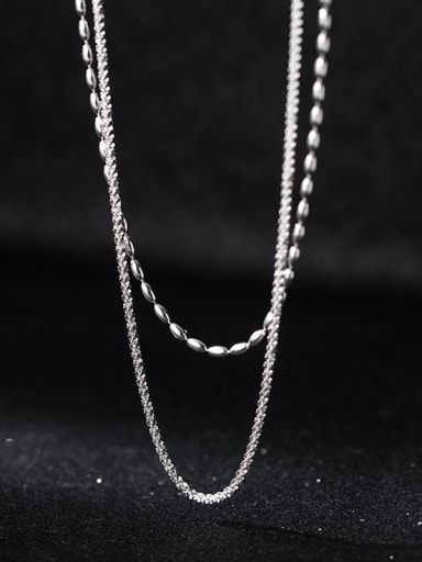 925 Sterling Silver Bead Round Minimalist Multi Strand Necklace
