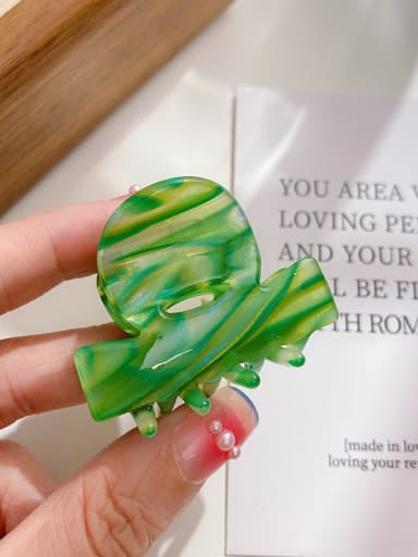 Striped green 4.3cm Cellulose Acetate Trend Irregular Alloy Jaw Hair Claw