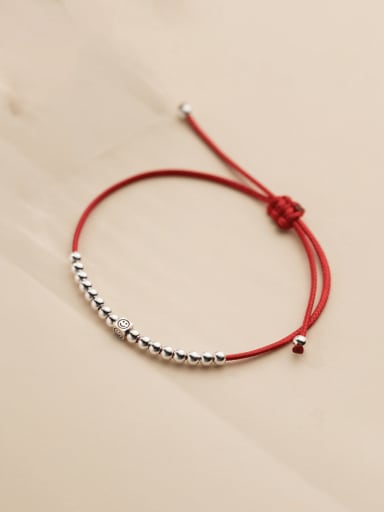925 Sterling Silver Bead Round Minimalist Adjustable Bracelet