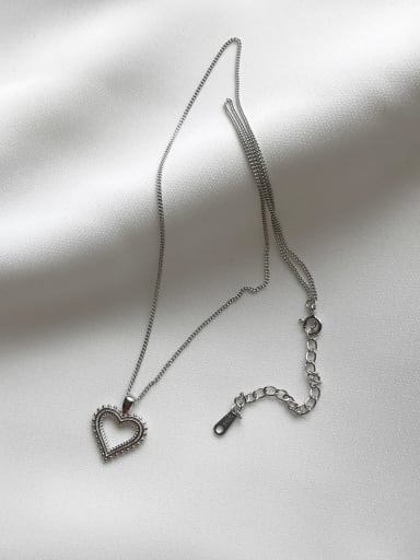 925 Sterling Silver Vintage openwork heart shaped Necklace