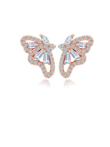 Copper Cubic Zirconia Butterfly Dainty Stud Earring