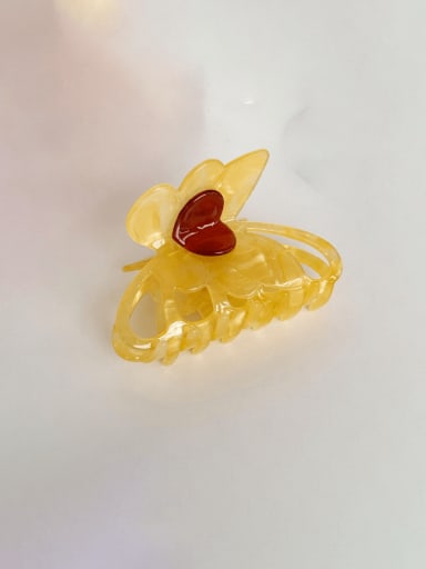 Yellow 8.7cm Cellulose Acetate Trend Heart Alloy Jaw Hair Claw