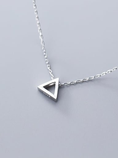 925 sterling silver simple Hollow Triangle Pendant Necklace