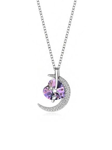 JYXZ 044 (gradient purple) 925 Sterling Silver Austrian Crystal Heart Classic Necklace