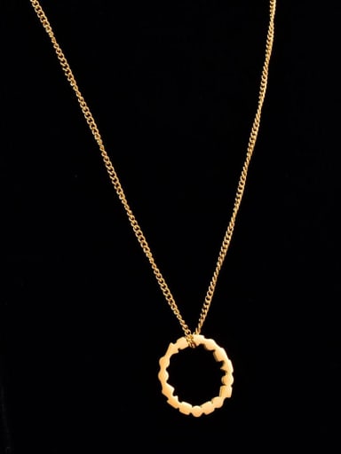 Titanium Hollow Round Minimalist  pendant Necklace