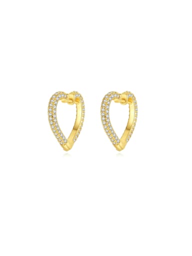 NEB2232 18K Brass Cubic Zirconia Heart Minimalist Huggie Earring
