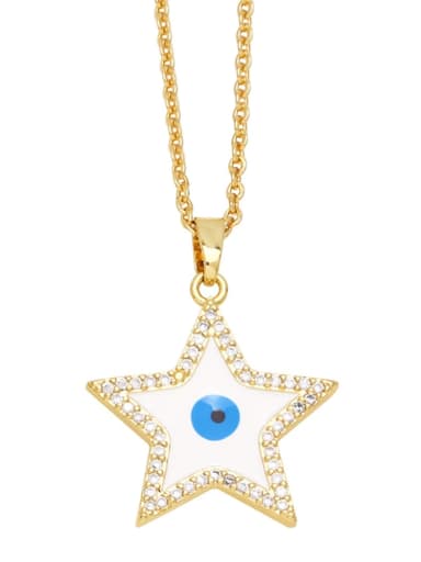 Pentagram Brass Enamel Evil Eye Trend Necklace