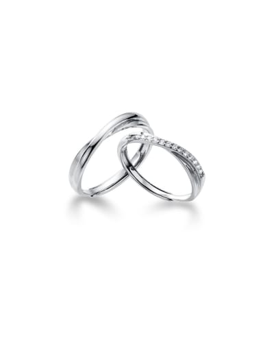 925 Sterling Silver With Platinum Plated Fashion Irregular Band Rings