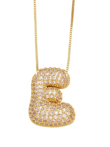 E Brass Cubic Zirconia 26 Letter Hip Hop Necklace