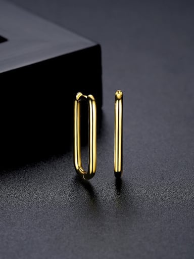 E21030407 18K Brass Geometric Minimalist Huggie Earring