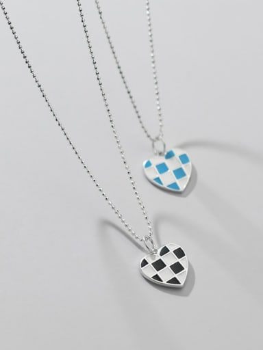925 Sterling Silver Minimalist  Enamel Heart Pendant Necklace