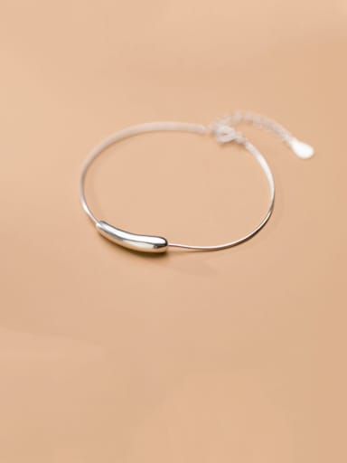 925 Sterling Silver With Platinum Plated Fashion Minimalist  Glossy word Bracelets