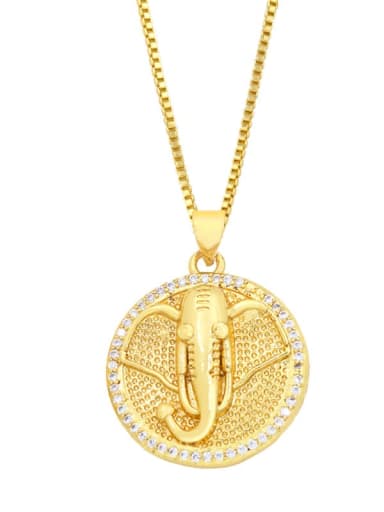 D Brass Cubic Zirconia Elephant Hip Hop Necklace
