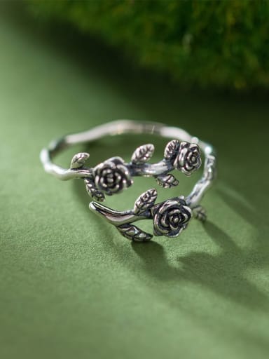Thai Silver 925 Sterling Silver Flower Dainty Band Ring