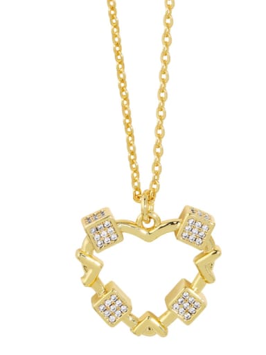 Brass Cubic Zirconia  Trend Heart Pendant Necklace