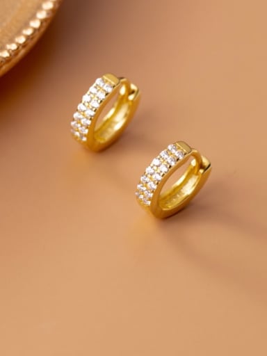 gold 925 Sterling Silver Cubic Zirconia Geometric Dainty Cluster Earring