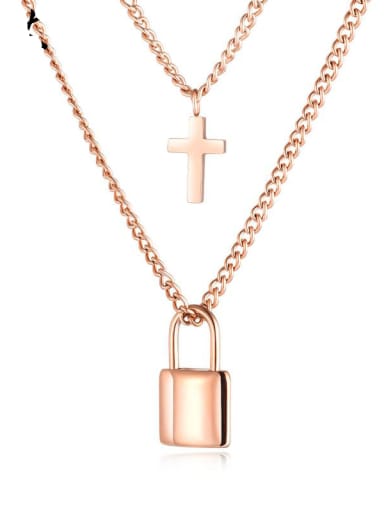 Titanium Locket Minimalist cross pendant Multi Strand Necklace