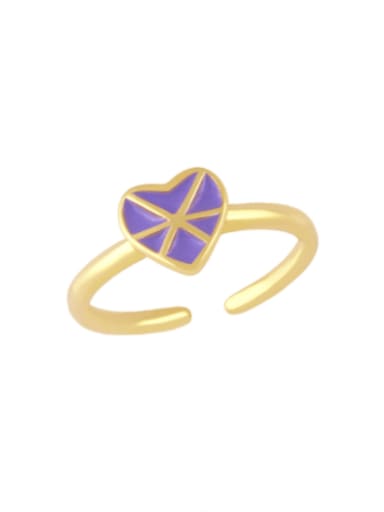 purple Brass Enamel Heart Vintage Band Ring