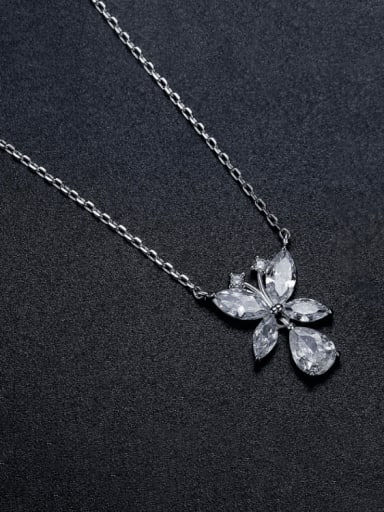 Brass Cubic Zirconia Butterfly Classic Necklace