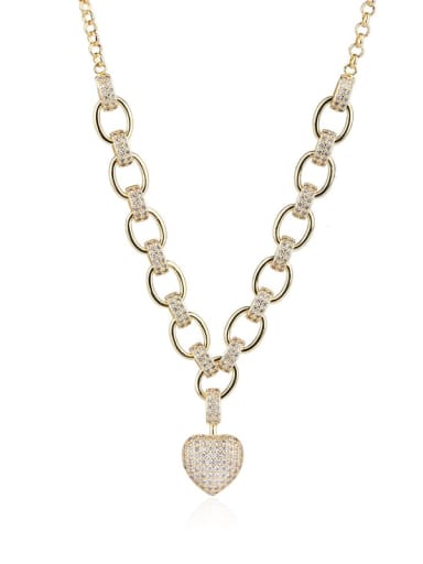 Copper Cubic Zirconia Heart Minimalist Necklace