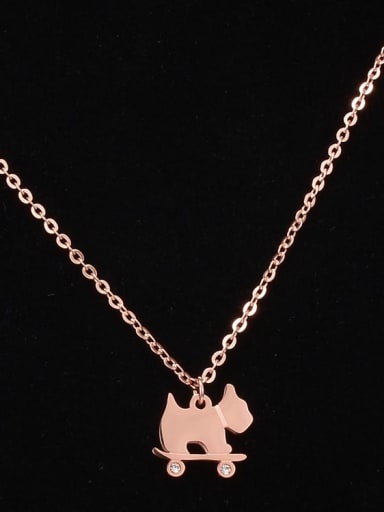 Titanium Rhinestone Cute dog   Necklace