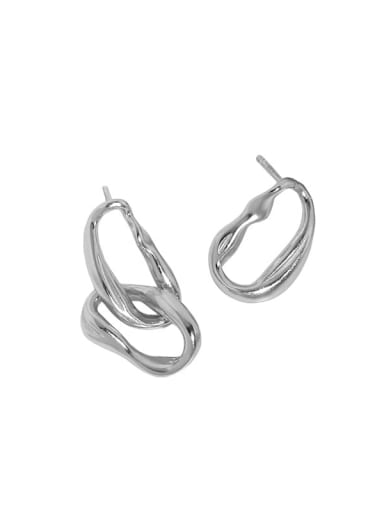 Platinum [with pure Tremella plug] 925 Sterling Silver Geometric Minimalist Drop Earring