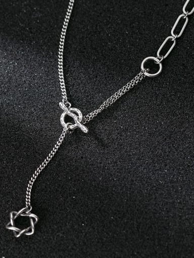 925 Sterling Silver Geometric Vintage Lariat Necklace