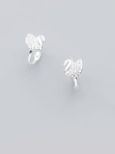 925 Sterling Silver Rhinestone Swan Cute Stud Earring