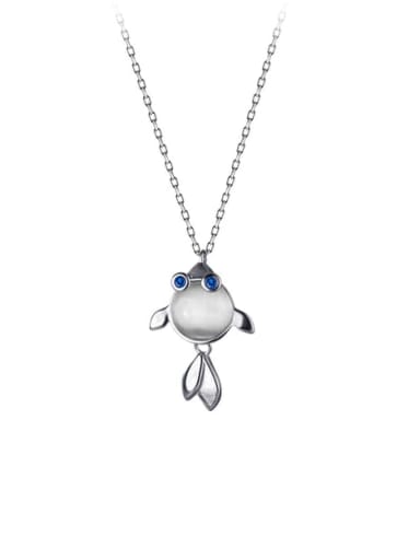 925 Sterling Silver Cats Eye Fish Minimalist Necklace