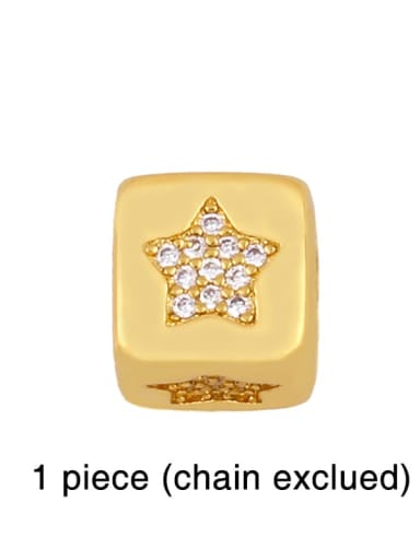 five-pointed star Brass Cubic Zirconia square Letter Minimalist Adjustable Bracelet