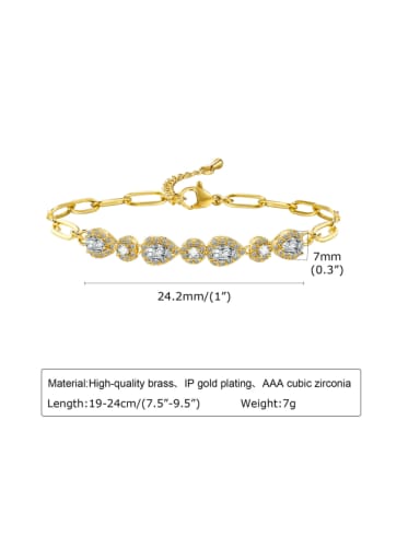 PBR 053G Brass Cubic Zirconia Geometric Hip Hop Bracelet