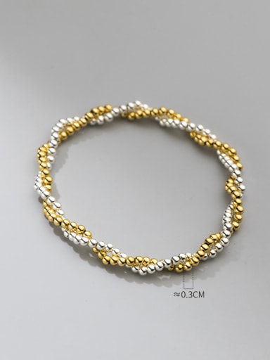 925 Sterling Silver Geometric Minimalist Double Layer Beaded Bracelet