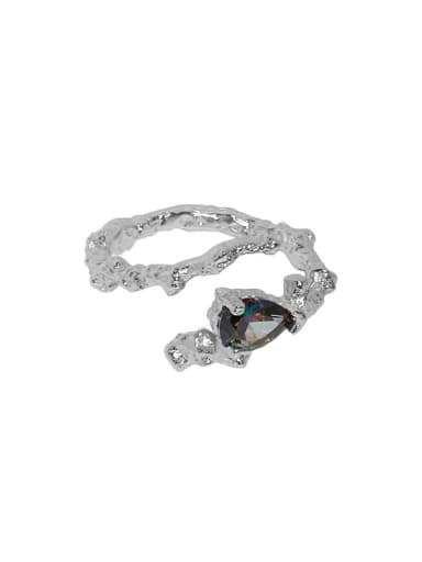 925 Sterling Silver Cubic Zirconia Irregular Vintage Band Ring