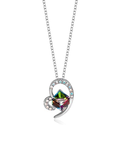 JYXZ 062 (gradient green) 925 Sterling Silver Austrian Crystal Heart Classic Necklace