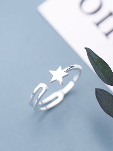 925 Sterling Silver Star Minimalist Free Size Ring