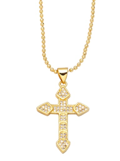 C Brass Cubic Zirconia Cross Vintage Regligious Necklace