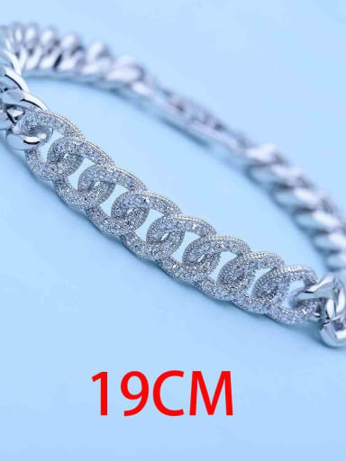 Platinum 19cm t12a11 Copper Cubic Zirconia Geometric  chain Hip Hop Bracelet