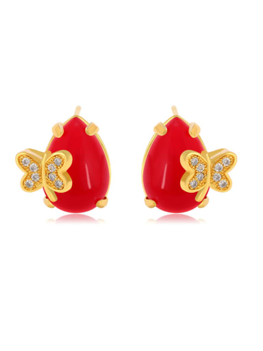 Alloy Natural Stone Water Drop Cute Stud Earring